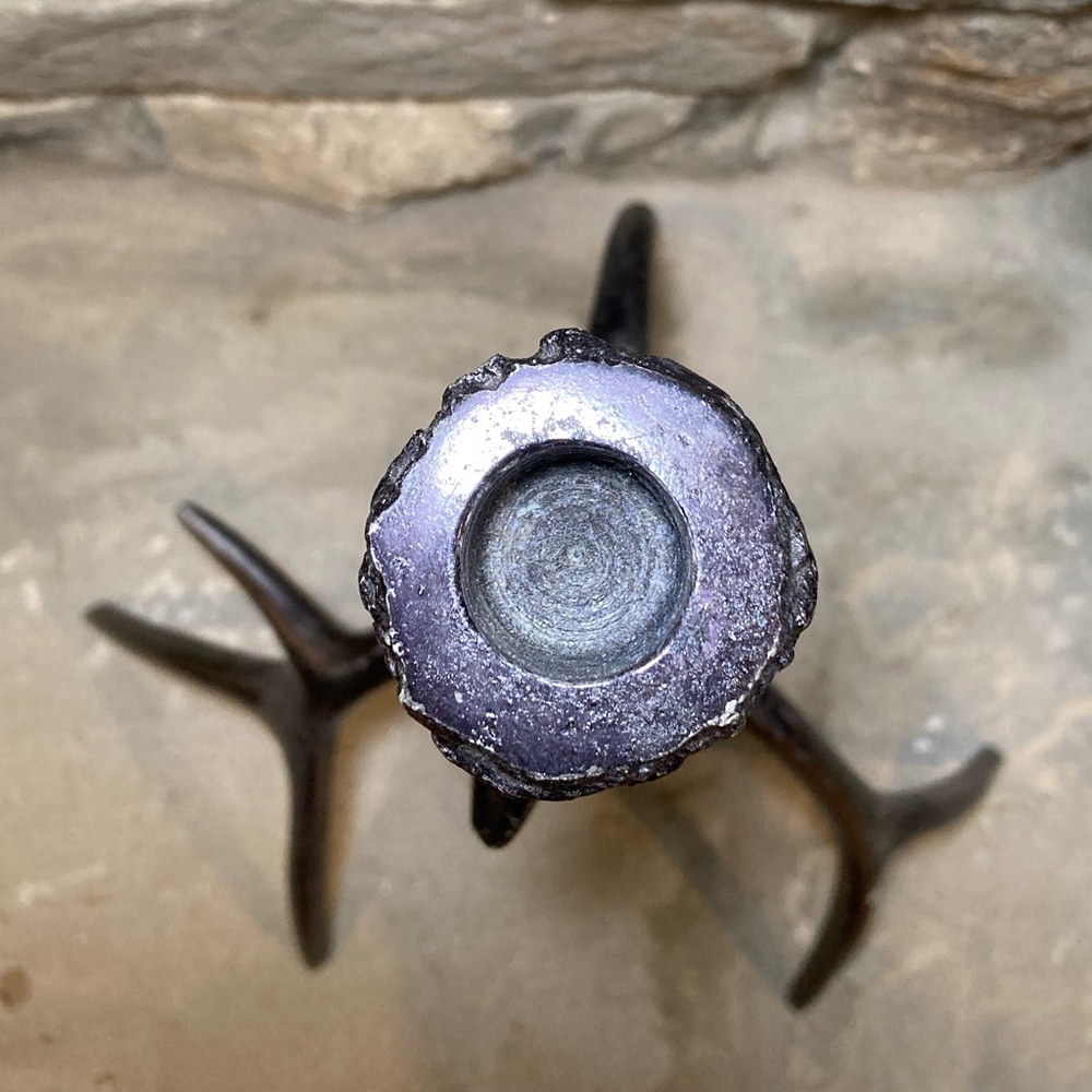 Cast Metal Stag Horn Candle Holders (Set of 2) - Picture 7 of 12